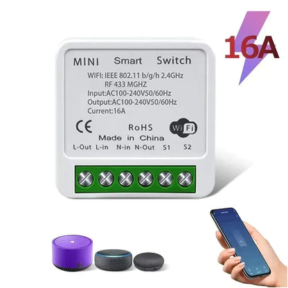 Tuya ZigBee Breaker WiFi Smart Switch 2Way Breaker Relay Module 220V 110V 16A Smart Life APP Voice Control For Alexa Google Home