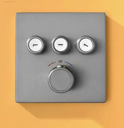 3 Ways Gray Solid Brass High Pressure Embedded in Wall Bathroom Concealed Douche Brass Bathroom Shower Set with Tub Spout