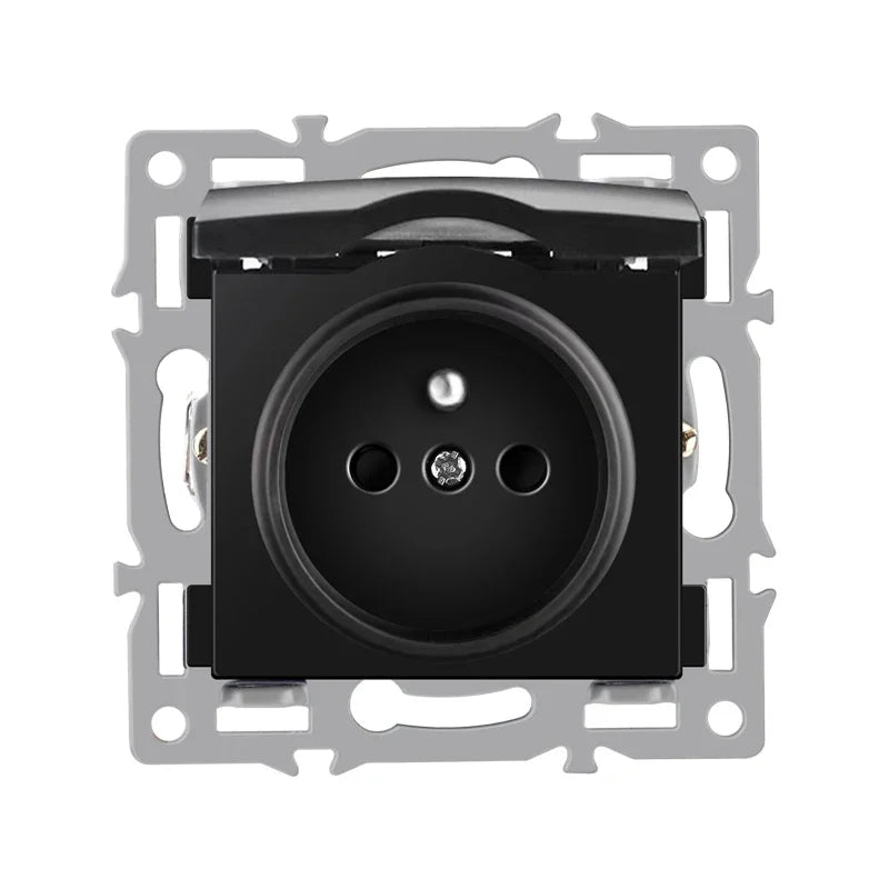 wall-mounted module diy European standard black tempered crystal glass panel socket light switch button function combi