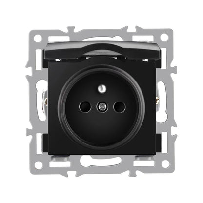 wall-mounted module diy European standard black tempered crystal glass panel socket light switch button function combi