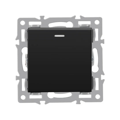 wall-mounted module diy European standard black tempered crystal glass panel socket light switch button function combi