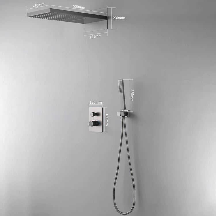 Digital Shower System Set Rain Shower Full Set Brass Concealed 2 Two Functional Way Black or Gray or Chrome Silvery