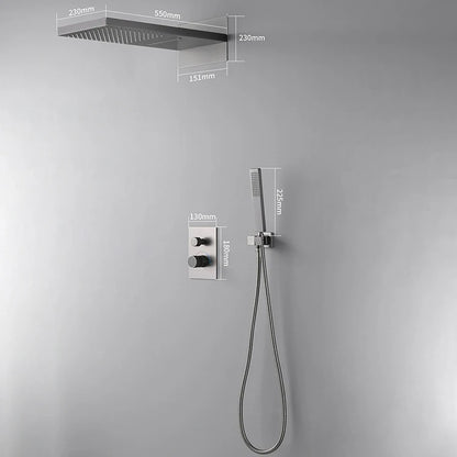 Digital Shower System Set Rain Shower Full Set Brass Concealed 2 Two Functional Way Black or Gray or Chrome Silvery