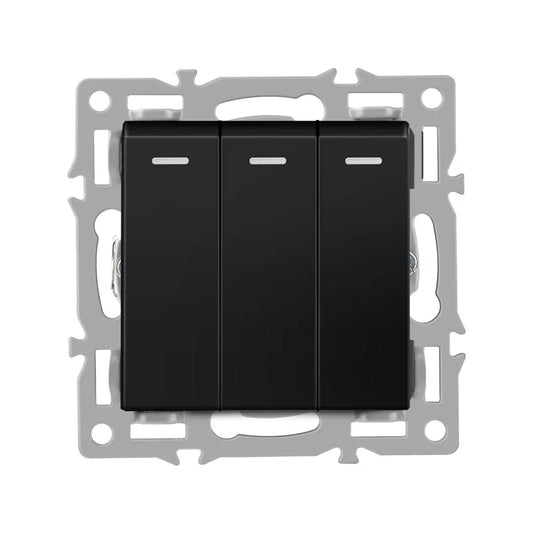 wall-mounted module diy European standard black tempered crystal glass panel socket light switch button function combi