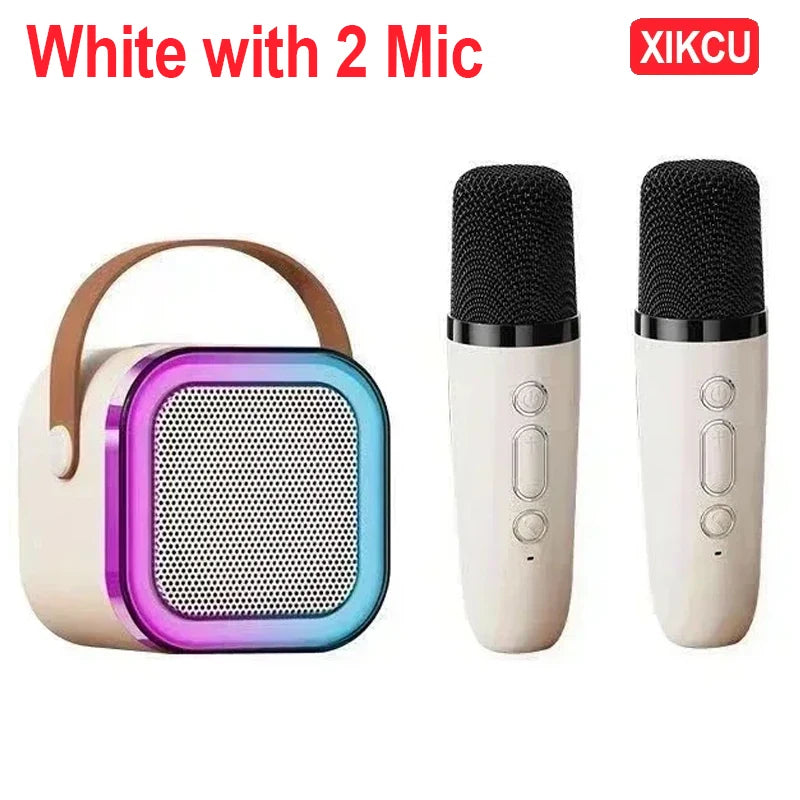 XIKCU Karaoke Machine With 2 Wireless Microphones Portable Wireless RGB Lights Gift Speaker Set Home Karaoke For Party Birthday
