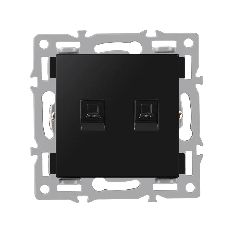wall-mounted module diy European standard black tempered crystal glass panel socket light switch button function combi