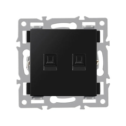 wall-mounted module diy European standard black tempered crystal glass panel socket light switch button function combi