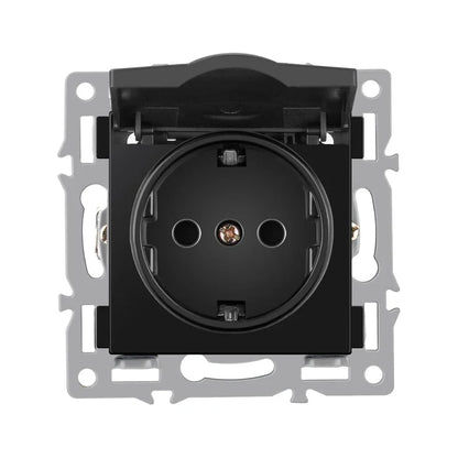 wall-mounted module diy European standard black tempered crystal glass panel socket light switch button function combi