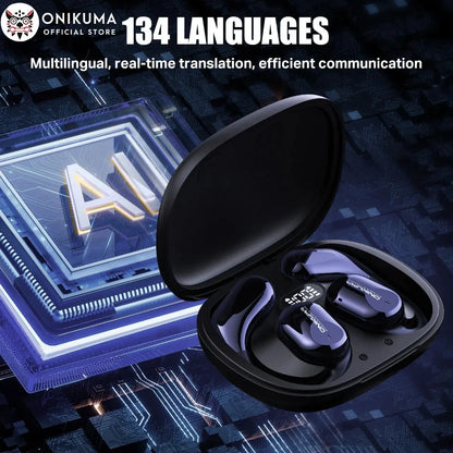 ONIKUMA T209 Translate Earphone Intelligent Real-time AI Translation 134 Languages Wireless Hanging Ear Style Bluetooth Earphone