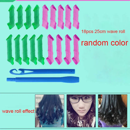 10/12/18pcs Heatless Hair Curles No Heat Hair Volume Curles Rollers Night Hair Curlers Soft Sleeping Rolller Curling Hairs Tools