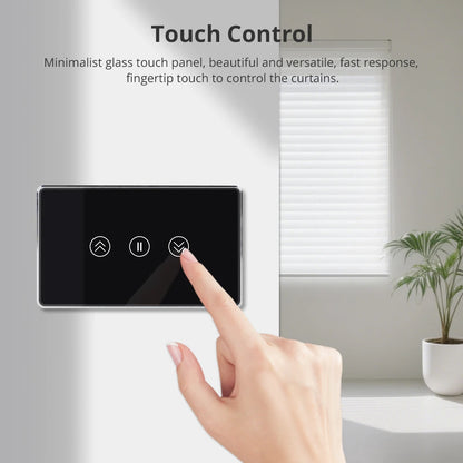 Zemismart Matter WiFi Smart Curtain US Switch Black Wall Mounted Switch Work with Tuya Home kit Google Home SmartThings APP