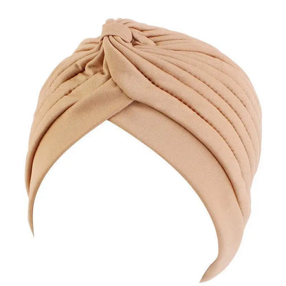 Twist Turban Caps Women Knot Muslim Hijab Shiny Indian Hat Sleep Night Cap Casual Solid Color Headscarf Stretch Head Wrap