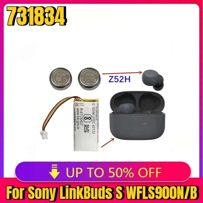 New replaceable For ZeniPower Z52H 731834 Battery For Sony LinkBuds S WFLS900N/B Truly Wireless Earbud Headphones Charging Case