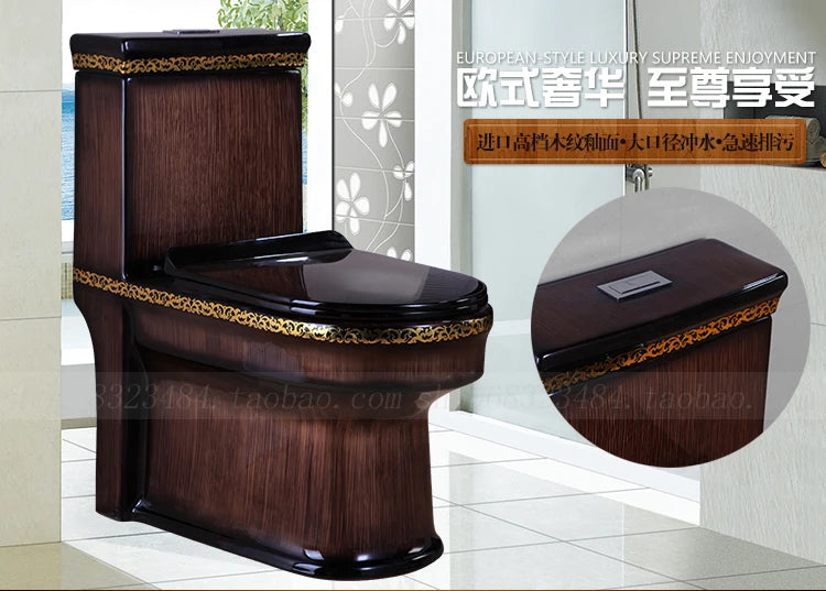 Wood grain toilet toilet household flush  stone grain color personalized super swirl water saving