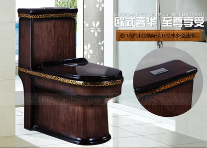 Wood grain toilet toilet household flush  stone grain color personalized super swirl water saving
