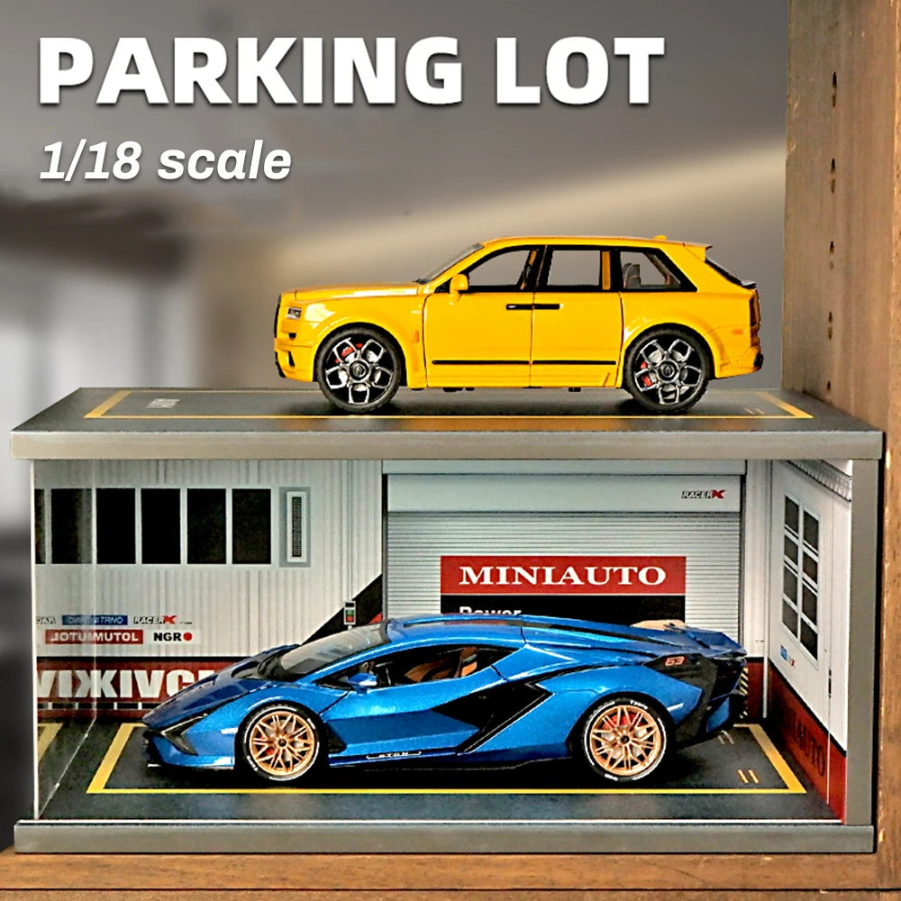 1/18 Double-layer light-equipped dust-proof car toy model parking lot(without car and action figure)