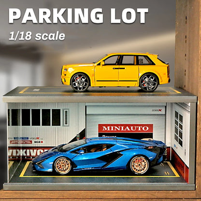 1/18 Double-layer light-equipped dust-proof car toy model parking lot(without car and action figure)