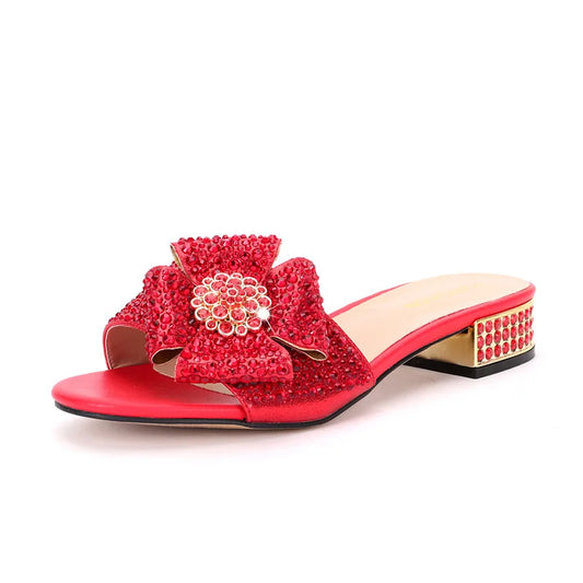 Women's Large Size Low Heel Flats 38 To 44 Cross-border New Diamond Crystal Wedding Party Banquet Shoes Handbags Luxury Designer