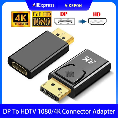 1080/4K Connector DisplayPort DP To HDMI-Compatible Cable Video Audio Adapter Converter for PC Laptop to TV Monitor Projector