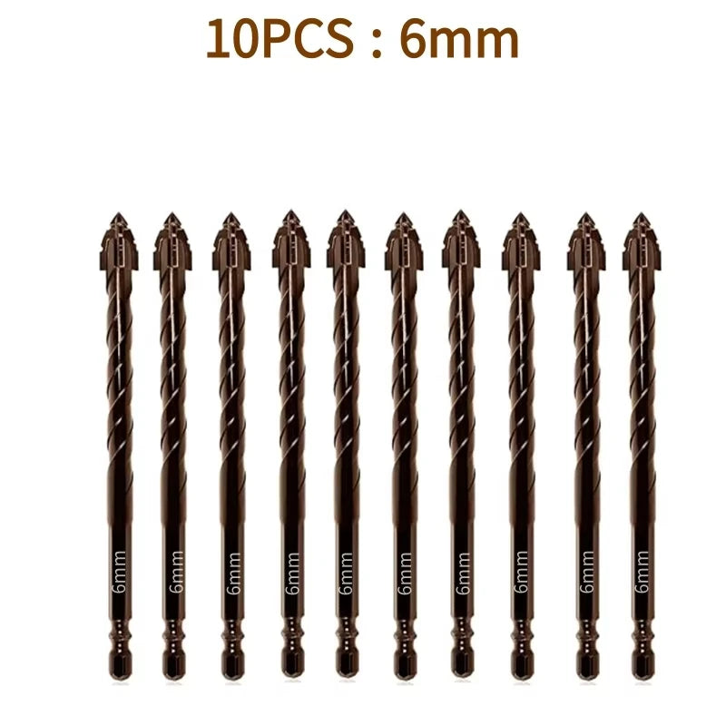 10/7PCS Serrated Drill Bits Set High Strength Special Serrated Twist Bits 3-12mm For Concrete/Tile/Glass Drilling Tools Set