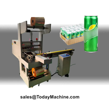 Automatic PE Film Shrink Wrapping Packing Machine for 12 Packs Bottle Water Cans Boxes