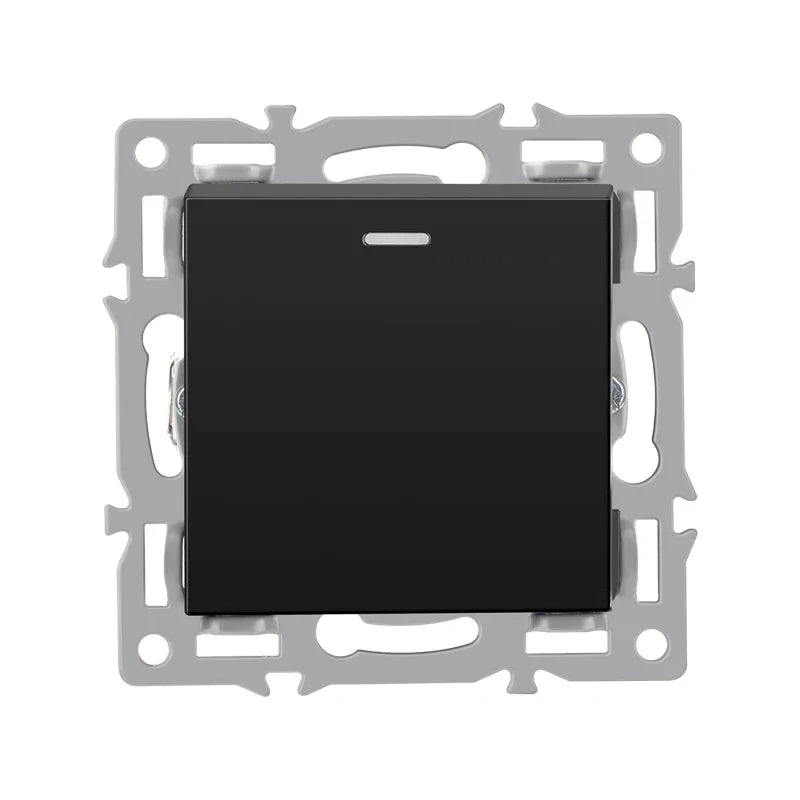 wall-mounted module diy European standard black tempered crystal glass panel socket light switch button function combi