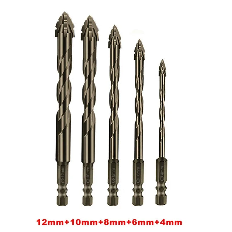 10/7PCS Serrated Drill Bits Set High Strength Special Serrated Twist Bits 3-12mm For Concrete/Tile/Glass Drilling Tools Set