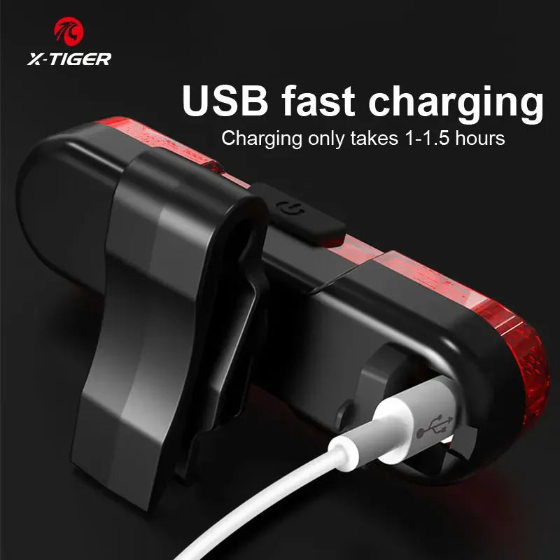 X-TIGER Bicycle Tail Light Waterproof Mountain Bike Tail Light USB Charging LED Bicycle Flashing Tail Light Safety Warning Light