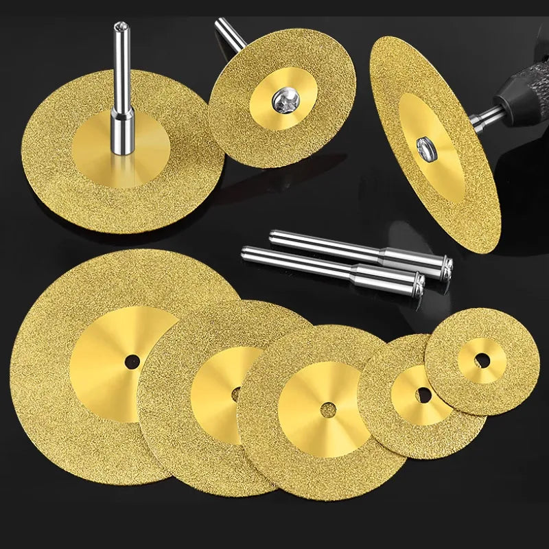 XG 10pcs 16mm-60mm Diamond Cutting Discs Cut Off Mini Saw Blade with Connecting 3mm Shank for Dremel Drill Fit Rotary Tool