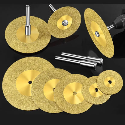 XG 10pcs 16mm-60mm Diamond Cutting Discs Cut Off Mini Saw Blade with Connecting 3mm Shank for Dremel Drill Fit Rotary Tool
