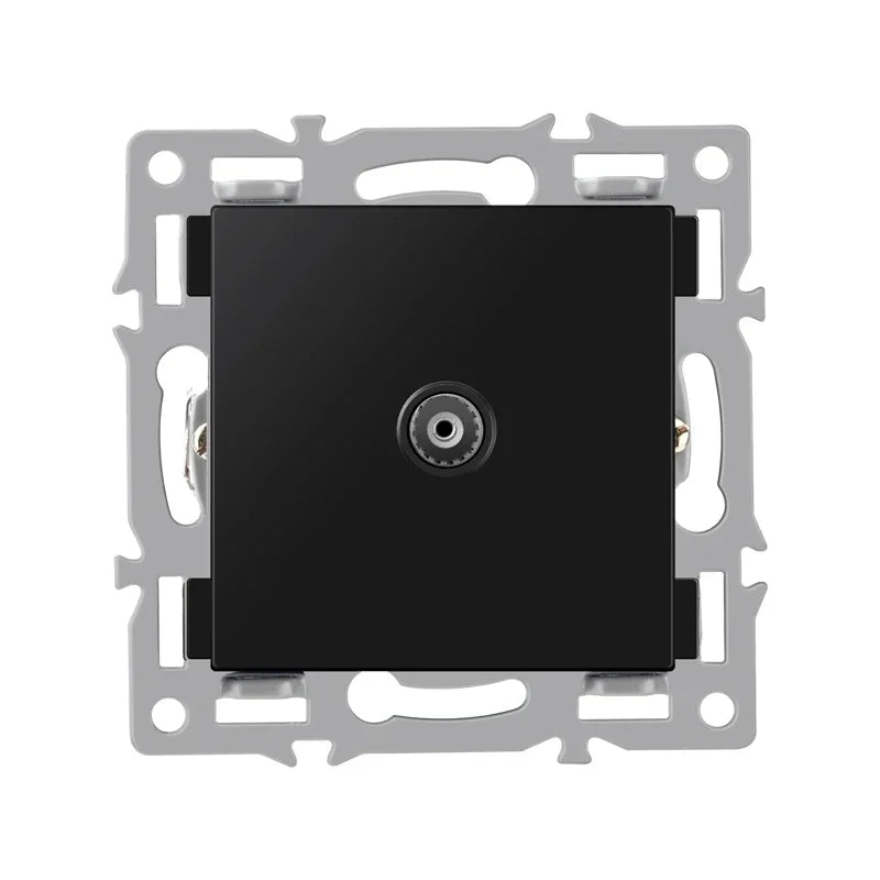 wall-mounted module diy European standard black tempered crystal glass panel socket light switch button function combi