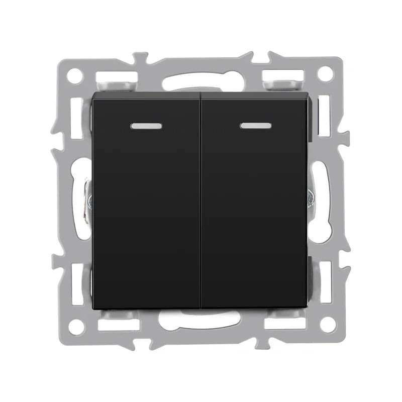 wall-mounted module diy European standard black tempered crystal glass panel socket light switch button function combi