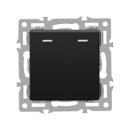 wall-mounted module diy European standard black tempered crystal glass panel socket light switch button function combi
