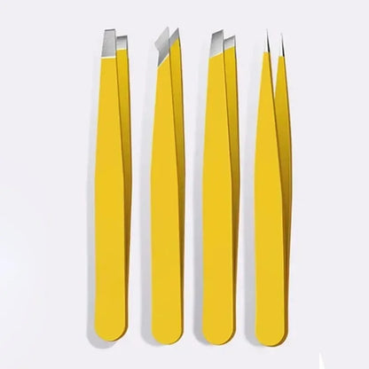 Tweezers For Eyebrow Precision Stainless Steel Hair Facial Hair Removal Splinter Blackhead Slant Tip Angle Tip Pointed Tip