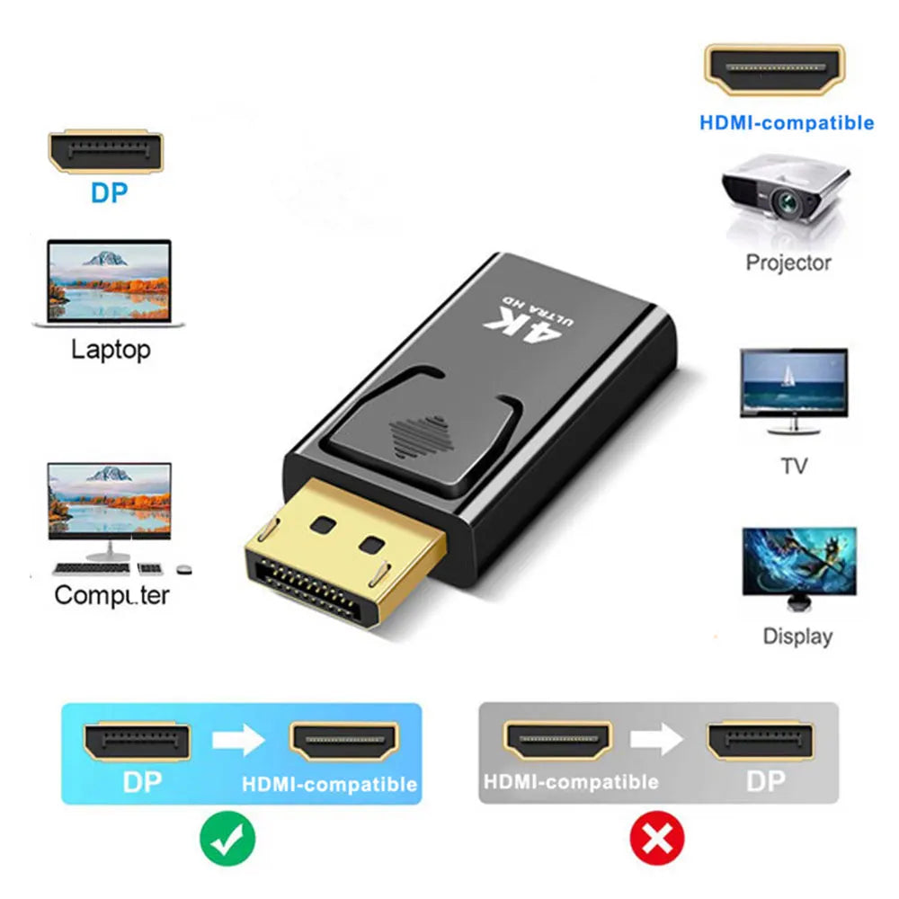 1080/4K DP To HDTV Connector DisplayPort DP Male to HDMI Female Adapter Converter Video Audio Plug Switch For Computer TV Laptop