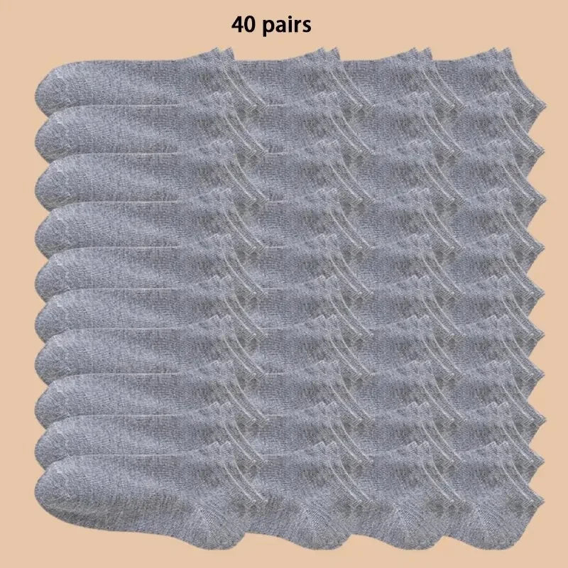 Unisex 40/20/10 Pairs of Solid Color Socks, Soft and Lightweight Ankle Socks, WOMEN'S Casual Boat Socks, Low Cut Ankle Socks