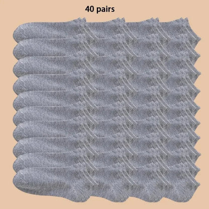 Unisex 40/20/10 Pairs of Solid Color Socks, Soft and Lightweight Ankle Socks, WOMEN'S Casual Boat Socks, Low Cut Ankle Socks