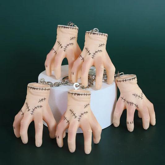 Wednesday Keychain Creative Addams PVC Hand Model Gothic Backpack Decoration Accessories Cartoon Desk Ornaments Halloween Gift