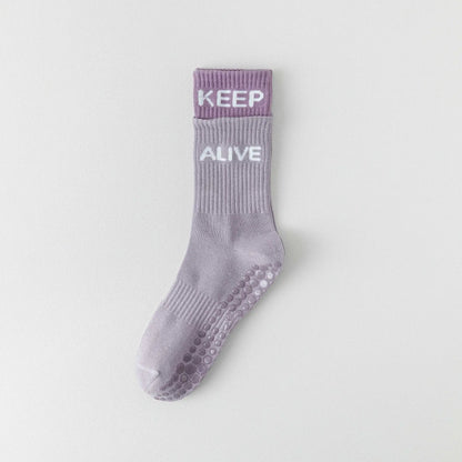Women's Non-Slip Yoga Socks with Silicone Grip Mid Cushioned Workout Socks for Pilates Gym Indoor Exercises Yoga Socks