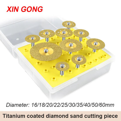 XG 10pcs 16mm-60mm Diamond Cutting Discs Cut Off Mini Saw Blade with Connecting 3mm Shank for Dremel Drill Fit Rotary Tool
