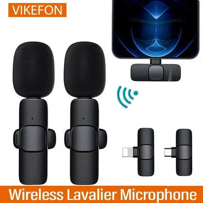 Portable Wireless Lavalier Microphone Audio Video Recording Mini Mic For iPhone Android Live Broadcast Gaming Phone With Receive