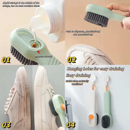 1/2pcs Shoes Brush Automatic Liquid Discharge Multifunction Press Out Shoes Cleaner Soft Bristles Clothes Brushes Cleaning Tool
