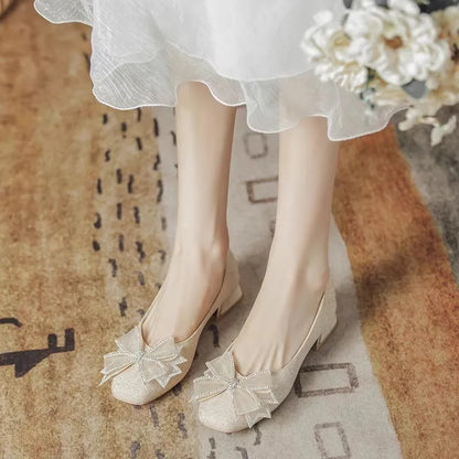 Women's 2025 New Style Fall Evening Soft Sole Low Top Wedding Shoes Daily Wearable Comfortable Polyurethane Sole Rubber Upper