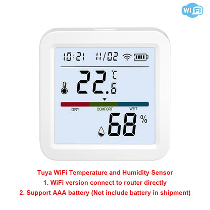 Tuya WiFi Temperature and Humidity Sensor Indoor Humidity Sensor Battery Powered APP Monitoring For Alexa Google Home Voice