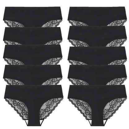 WarmSteps 10PCS Fashion Women's Panties French Luxury Lace Female Sexy Lingerie Leopard Briefs Comfortable Breathable Underpants