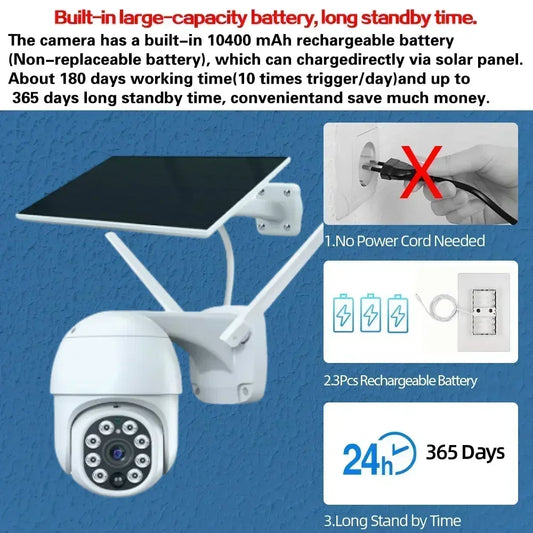 Tuya 5MP Solar Battery 4G Sim Card Wireless PTZ Security Camera Outdoor Auto tracking Wifi CCTV Surveillance Camera Smart life