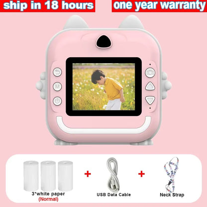 Youngsters' Digital Camera with Printing Function, Portable Multifunctional Photo Printer Camera with Rechargeable 18650 Lithium