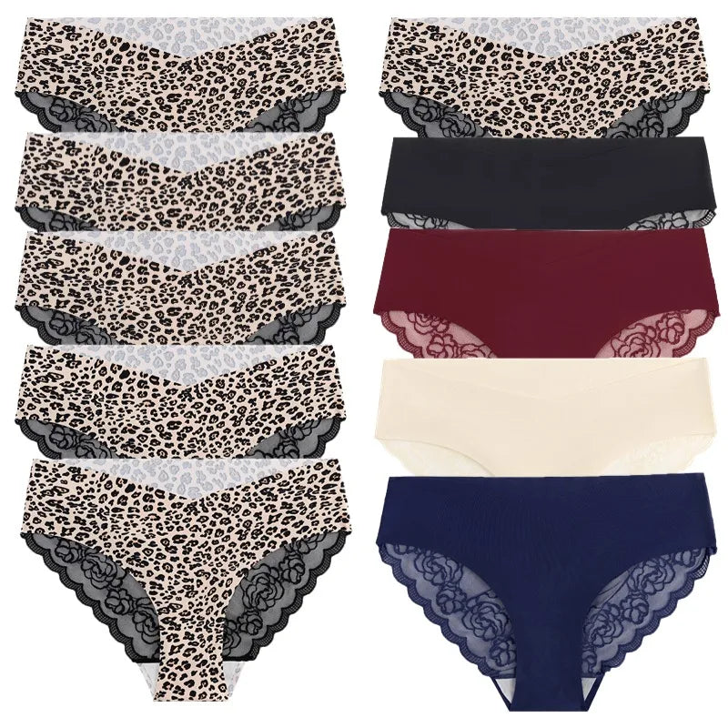 WarmSteps 10PCS Fashion Women's Panties French Luxury Lace Female Sexy Lingerie Leopard Briefs Comfortable Breathable Underpants