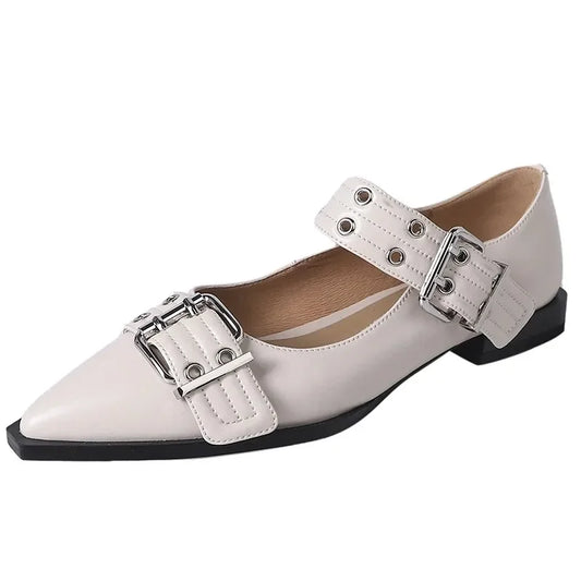 Women's Shoes Designer Luxury Low Heel Pumps Buckle Fashion Ladies Flats Shoe Mules Slingback Pointed Toe Casual Platform Sandal