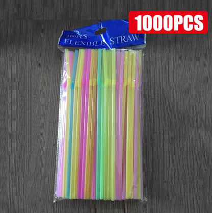 100-1000PCS Drinking Straws Colorful & Black rietjes Flexible Wedding Party Supplies Drinking Beverage Straws Kitchen Wholesale
